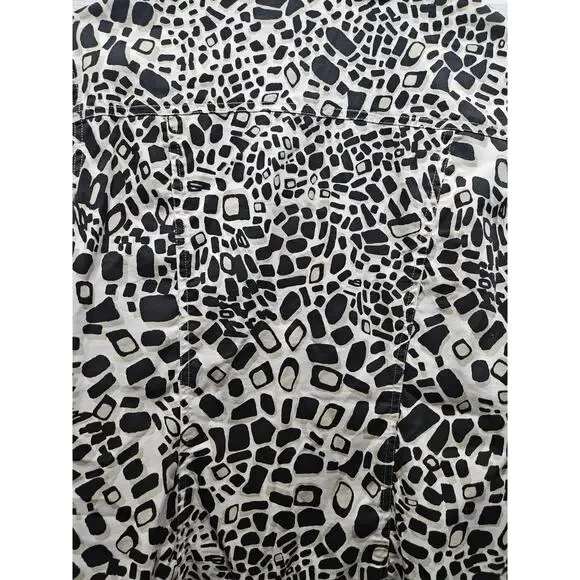 Chico's Animal Print Jacket Size 1 Neutral Black Tan White Size M 8-10 - Picture 11 of 16